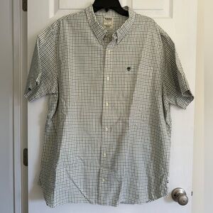 Timberland Button Down Shirt Plaid Short Sleeve Mens XXL Green Holiday Career